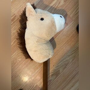 Plush Brown and White Stick Horse Toy